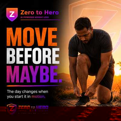 ZeroToHero app graphic: Move Before Maybe — the day changes when you start it in motion