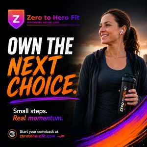 ZeroToHero app graphic: own the choice — a reminder that every meal is a decision you get to make deliberately