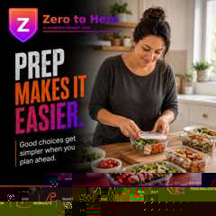 ZeroToHero app graphic representing weekly meal prepping and planning