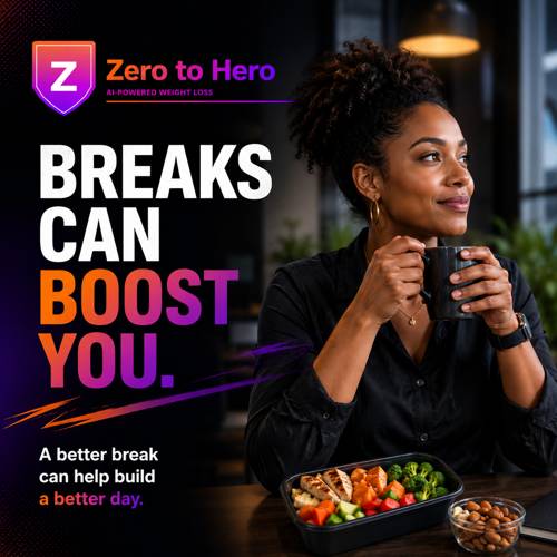 ZeroToHero app graphic: structured breaks can boost your weekend progress instead of undoing it