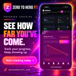 ZeroToHero app progress screen showing weight trend line over time